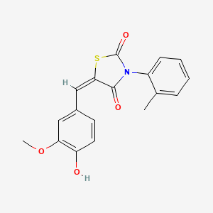 molecular formula C18H15NO4S B2790744 (5E)-5-[(4-hydroxy-3-methoxyphenyl)methylidene]-3-(2-methylphenyl)-1,3-thiazolidine-2,4-dione CAS No. 857961-47-8