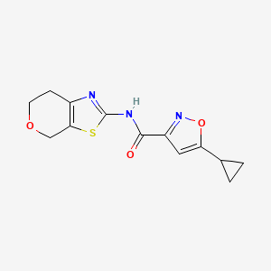 molecular formula C13H13N3O3S B2790750 5-cyclopropyl-N-(6,7-dihydro-4H-pyrano[4,3-d]thiazol-2-yl)isoxazole-3-carboxamide CAS No. 1396764-72-9