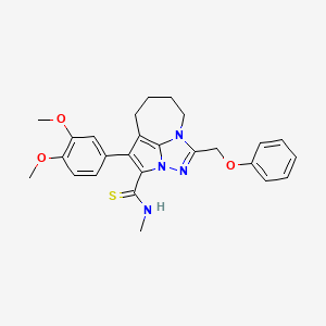 molecular formula C26H28N4O3S B2790755 1-(3,4-dimethoxyphenyl)-N-methyl-4-(phenoxymethyl)-5,6,7,8-tetrahydro-2a,3,4a-triazacyclopenta[cd]azulene-2-carbothioamide CAS No. 877814-04-5