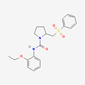 molecular formula C20H24N2O4S B2790763 N-(2-ethoxyphenyl)-2-((phenylsulfonyl)methyl)pyrrolidine-1-carboxamide CAS No. 1448062-93-8