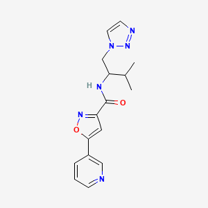 molecular formula C16H18N6O2 B2790765 N-(3-methyl-1-(1H-1,2,3-triazol-1-yl)butan-2-yl)-5-(pyridin-3-yl)isoxazole-3-carboxamide CAS No. 2034307-01-0