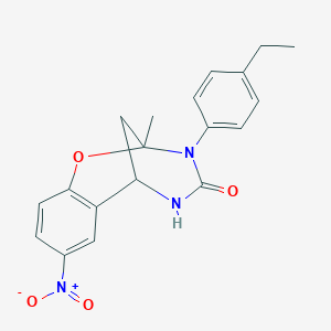 molecular formula C19H19N3O4 B2790770 3-(4-ethylphenyl)-2-methyl-8-nitro-5,6-dihydro-2H-2,6-methanobenzo[g][1,3,5]oxadiazocin-4(3H)-one CAS No. 866016-29-7
