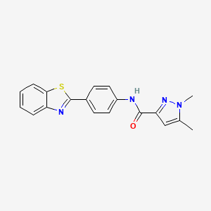 molecular formula C19H16N4OS B2790771 N-(4-(benzo[d]thiazol-2-yl)phenyl)-1,5-dimethyl-1H-pyrazole-3-carboxamide CAS No. 1013769-24-8