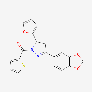 (3-(benzo[d][1,3]dioxol-5-yl)-5-(furan-2-yl)-4,5-dihydro-1H-pyrazol-1-yl)(thiophen-2-yl)methanone