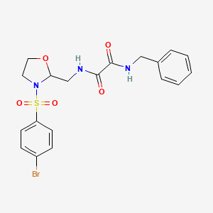 molecular formula C19H20BrN3O5S B2790777 N1-benzyl-N2-((3-((4-bromophenyl)sulfonyl)oxazolidin-2-yl)methyl)oxalamide CAS No. 874806-14-1