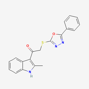 molecular formula C19H15N3O2S B2790782 1-(2-methyl-1H-indol-3-yl)-2-[(5-phenyl-1,3,4-oxadiazol-2-yl)sulfanyl]ethanone CAS No. 827005-25-4