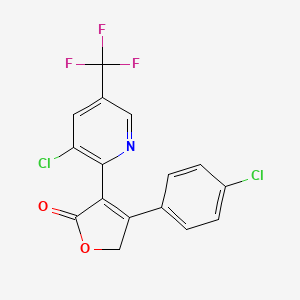 molecular formula C16H8Cl2F3NO2 B2790851 4-(4-chlorophenyl)-3-[3-chloro-5-(trifluoromethyl)-2-pyridinyl]-2(5H)-furanone CAS No. 303997-73-1