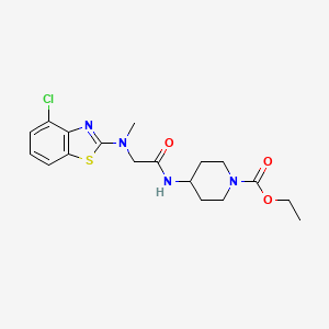 molecular formula C18H23ClN4O3S B2790859 Ethyl 4-(2-((4-chlorobenzo[d]thiazol-2-yl)(methyl)amino)acetamido)piperidine-1-carboxylate CAS No. 1396874-37-5