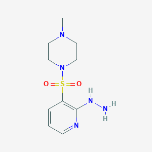 molecular formula C10H17N5O2S B2790868 1-[(2-Hydrazinylpyridin-3-yl)sulfonyl]-4-methylpiperazine CAS No. 1154962-58-9