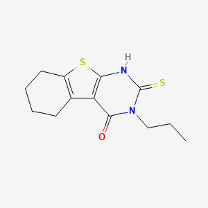 molecular formula C13H16N2OS2 B2790871 4-Propyl-5-sulfanyl-8-thia-4,6-diazatricyclo[7.4.0.0^{2,7}]trideca-1(9),2(7),5-trien-3-one CAS No. 126105-95-1