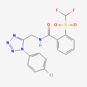 molecular formula C16H12ClF2N5O3S B2790872 N-((1-(4-chlorophenyl)-1H-tetrazol-5-yl)methyl)-2-((difluoromethyl)sulfonyl)benzamide CAS No. 941874-75-5