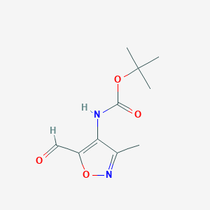 molecular formula C10H14N2O4 B2790880 (5-Formyl-3-methyl-isoxazol-4-YL)-carbamic acid tert-butyl ester CAS No. 1823581-50-5