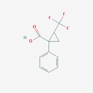 molecular formula C11H9F3O2 B2790886 1-Phenyl-2-(trifluoromethyl)cyclopropane-1-carboxylic acid CAS No. 2253638-79-6