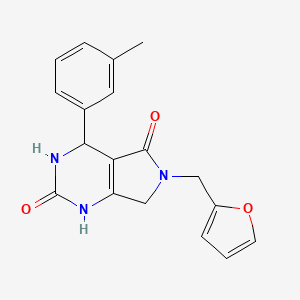 molecular formula C18H17N3O3 B2790893 6-(furan-2-ylmethyl)-4-(m-tolyl)-3,4,6,7-tetrahydro-1H-pyrrolo[3,4-d]pyrimidine-2,5-dione CAS No. 946373-05-3