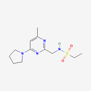 molecular formula C12H20N4O2S B2790899 N-((4-methyl-6-(pyrrolidin-1-yl)pyrimidin-2-yl)methyl)ethanesulfonamide CAS No. 1797804-43-3