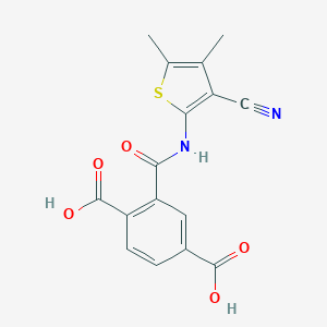 molecular formula C16H12N2O5S B279090 2-{[(3-Cyano-4,5-dimethyl-2-thienyl)amino]carbonyl}terephthalic acid 