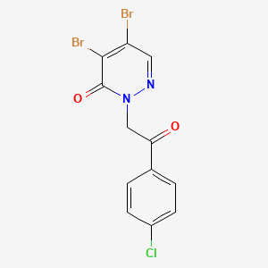molecular formula C12H7Br2ClN2O2 B2790902 4,5-dibromo-2-[2-(4-chlorophenyl)-2-oxoethyl]-3(2H)-pyridazinone CAS No. 303987-66-8