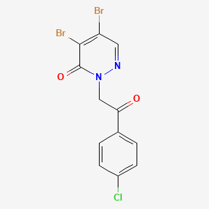 molecular formula C12H7Br2ClN2O2 B2790902 4,5-Dibromo-2-[2-(4-chlorophenyl)-2-oxoethyl]pyridazin-3-one CAS No. 303987-66-8