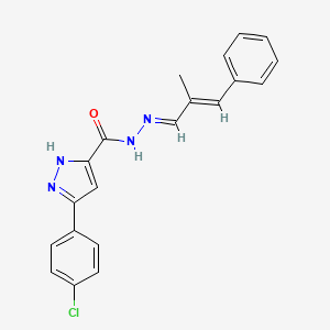 (E)-3-(4-chlorophenyl)-N'-((E)-2-methyl-3-phenylallylidene)-1H-pyrazole-5-carbohydrazide