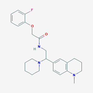 molecular formula C25H32FN3O2 B2790907 2-(2-fluorophenoxy)-N-(2-(1-methyl-1,2,3,4-tetrahydroquinolin-6-yl)-2-(piperidin-1-yl)ethyl)acetamide CAS No. 922040-10-6