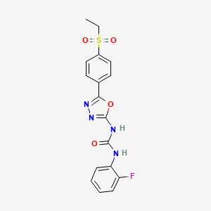 molecular formula C17H15FN4O4S B2790939 1-(5-(4-(Ethylsulfonyl)phenyl)-1,3,4-oxadiazol-2-yl)-3-(2-fluorophenyl)urea CAS No. 1251545-82-0
