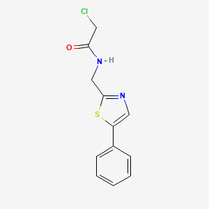 molecular formula C12H11ClN2OS B2790951 2-Chloro-N-[(5-phenyl-1,3-thiazol-2-yl)methyl]acetamide CAS No. 2411308-90-0