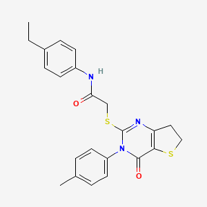 molecular formula C23H23N3O2S2 B2790986 N-(4-ethylphenyl)-2-[[3-(4-methylphenyl)-4-oxo-6,7-dihydrothieno[3,2-d]pyrimidin-2-yl]sulfanyl]acetamide CAS No. 686771-56-2