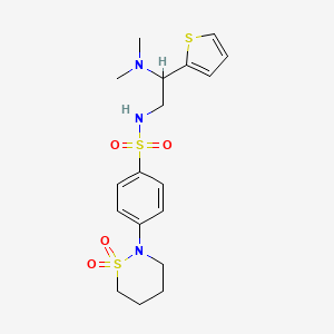 molecular formula C18H25N3O4S3 B2790994 N-(2-(dimethylamino)-2-(thiophen-2-yl)ethyl)-4-(1,1-dioxido-1,2-thiazinan-2-yl)benzenesulfonamide CAS No. 1396761-06-0