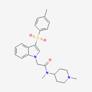 molecular formula C24H29N3O3S B2791000 N-methyl-N-(1-methylpiperidin-4-yl)-2-(3-tosyl-1H-indol-1-yl)acetamide CAS No. 946223-66-1