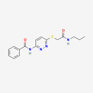 molecular formula C16H18N4O2S B2791010 N-(6-((2-oxo-2-(propylamino)ethyl)thio)pyridazin-3-yl)benzamide CAS No. 1021055-81-1