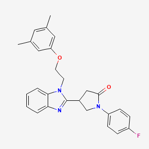 molecular formula C27H26FN3O2 B2791013 4-(1-(2-(3,5-dimethylphenoxy)ethyl)-1H-benzo[d]imidazol-2-yl)-1-(4-fluorophenyl)pyrrolidin-2-one CAS No. 883650-32-6