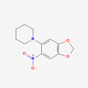 molecular formula C12H14N2O4 B2791025 1-(6-Nitro-1,3-benzodioxol-5-yl)piperidine CAS No. 893765-34-9