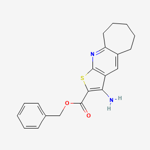 molecular formula C20H20N2O2S B2791041 benzyl 3-amino-6,7,8,9-tetrahydro-5H-cyclohepta[b]thieno[3,2-e]pyridine-2-carboxylate CAS No. 625372-04-5