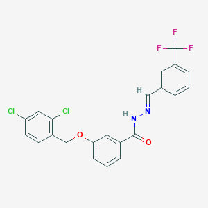molecular formula C22H15Cl2F3N2O2 B2791052 3-[(2,4-dichlorobenzyl)oxy]-N'-{(E)-[3-(trifluoromethyl)phenyl]methylidene}benzenecarbohydrazide CAS No. 478032-62-1