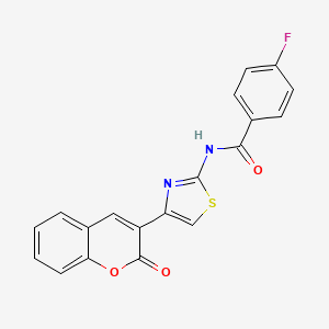 molecular formula C19H11FN2O3S B2791053 4-fluoro-N-[4-(2-oxochromen-3-yl)-1,3-thiazol-2-yl]benzamide CAS No. 389127-26-8