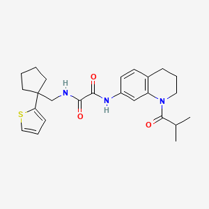 molecular formula C25H31N3O3S B2791061 N1-(1-isobutyryl-1,2,3,4-tetrahydroquinolin-7-yl)-N2-((1-(thiophen-2-yl)cyclopentyl)methyl)oxalamide CAS No. 1327302-50-0