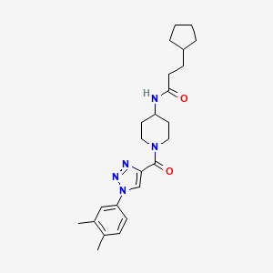 molecular formula C24H33N5O2 B2791068 3-cyclopentyl-N-(1-(1-(3,4-dimethylphenyl)-1H-1,2,3-triazole-4-carbonyl)piperidin-4-yl)propanamide CAS No. 1251608-17-9