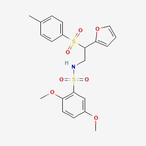 molecular formula C21H23NO7S2 B2791069 N-(2-(furan-2-yl)-2-tosylethyl)-2,5-dimethoxybenzenesulfonamide CAS No. 877816-73-4