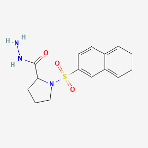 molecular formula C15H17N3O3S B2791072 1-(2-Naphthylsulfonyl)pyrrolidine-2-carbohydrazide CAS No. 1009484-73-4