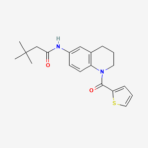 molecular formula C20H24N2O2S B2791077 3,3-dimethyl-N-[1-(thiophene-2-carbonyl)-3,4-dihydro-2H-quinolin-6-yl]butanamide CAS No. 899964-23-9