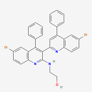 molecular formula C32H23Br2N3O B2791079 2-[[6-Bromo-3-(6-bromo-4-phenylquinolin-2-yl)-4-phenylquinolin-2-yl]amino]ethanol CAS No. 394225-26-4