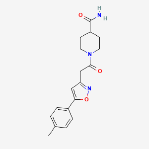 B2791086 1-(2-(5-(p-Tolyl)isoxazol-3-yl)acetyl)piperidine-4-carboxamide CAS No. 946341-82-8