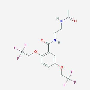 molecular formula C15H16F6N2O4 B2791089 N-(2-acetamidoethyl)-2,5-bis(2,2,2-trifluoroethoxy)benzamide CAS No. 338404-45-8