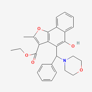 B2791108 5-Hydroxy-2-methyl-4-[morpholino(phenyl)methyl]benzo[g]benzofuran-3-carboxylic acid ethyl ester CAS No. 438485-02-0