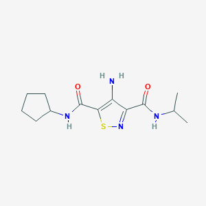 molecular formula C13H20N4O2S B2791151 4-amino-N~5~-cyclopentyl-N~3~-isopropylisothiazole-3,5-dicarboxamide CAS No. 1286726-73-5