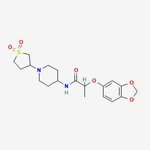 molecular formula C19H26N2O6S B2791190 2-(benzo[d][1,3]dioxol-5-yloxy)-N-(1-(1,1-dioxidotetrahydrothiophen-3-yl)piperidin-4-yl)propanamide CAS No. 2034535-80-1