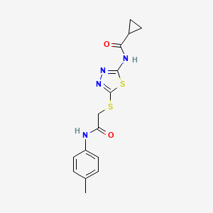 molecular formula C15H16N4O2S2 B2791203 N-(5-((2-oxo-2-(p-tolylamino)ethyl)thio)-1,3,4-thiadiazol-2-yl)cyclopropanecarboxamide CAS No. 392291-35-9