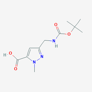 molecular formula C11H17N3O4 B2791205 3-({[(tert-butoxy)carbonyl]amino}methyl)-1-methyl-1H-pyrazole-5-carboxylic acid CAS No. 1824147-46-7