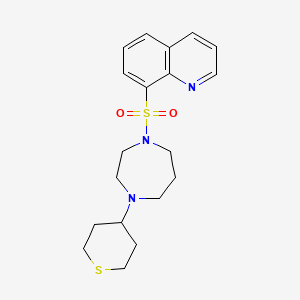 molecular formula C19H25N3O2S2 B2791217 8-{[4-(thian-4-yl)-1,4-diazepan-1-yl]sulfonyl}quinoline CAS No. 2034609-91-9