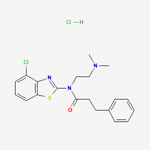 molecular formula C20H23Cl2N3OS B2791232 N-(4-chlorobenzo[d]thiazol-2-yl)-N-(2-(dimethylamino)ethyl)-3-phenylpropanamide hydrochloride CAS No. 1215634-52-8